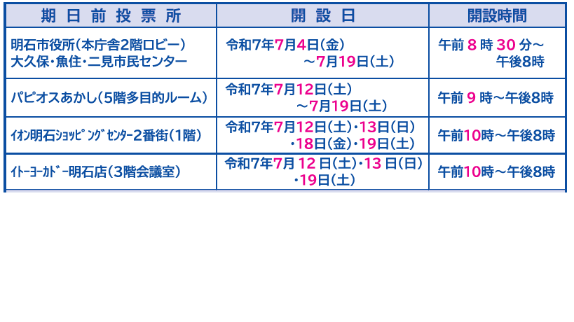 期日前スケジュール